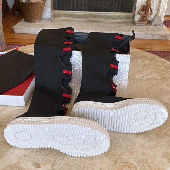 NIB ! GCDS Thigh-High Sneaker Boots Heart Cut Out Made in Italy - Picture 8 of 13